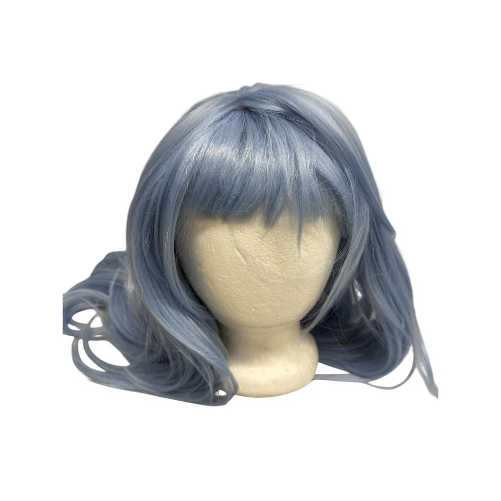 Characters Blue Cosplay Wig Long Wavy with‎ Bangs Premium Synthetic Fiber Adult